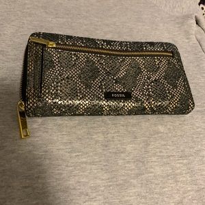 Fossil Logan Snake Print zip around RFID wallet